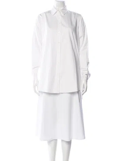 Pre-owned Co Long Sleeve Button-up Top In White