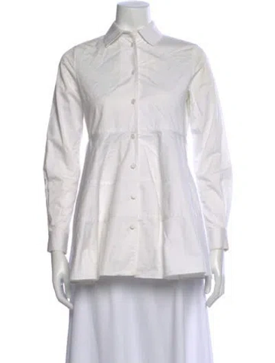 Pre-owned Co Long Sleeve Button-up Top In White