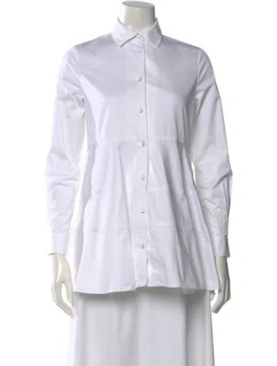 Pre-owned Co Long Sleeve Button-up Top In White
