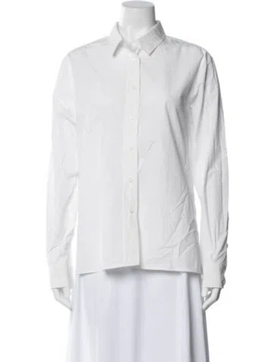 Pre-owned Co Long Sleeve Button-up Top In White