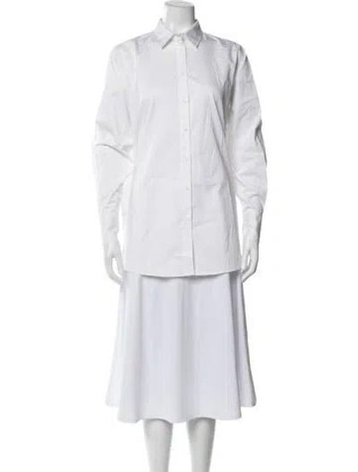 Pre-owned Co Long Sleeve Button-up Top In White