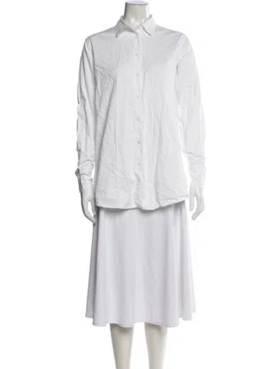Pre-owned Co Long Sleeve Button-up Top In White