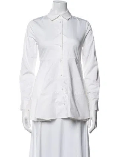 Pre-owned Co Long Sleeve Button-up Top In White