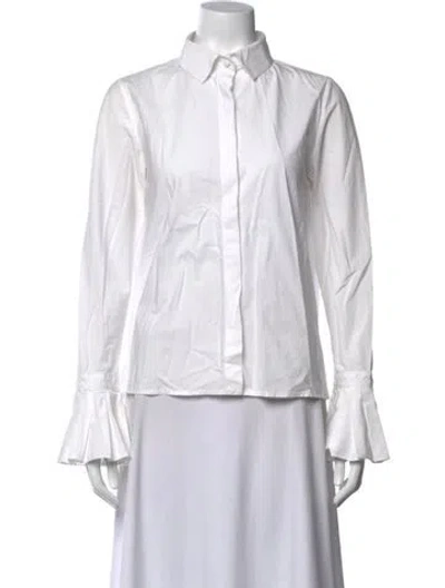 Pre-owned Co Long Sleeve Button-up Top In White