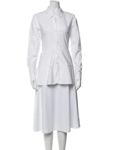 Pre-owned Co Long Sleeve Button-up Top In White