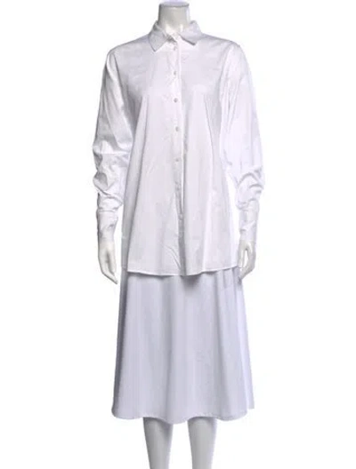Pre-owned Co Long Sleeve Button-up Top In White