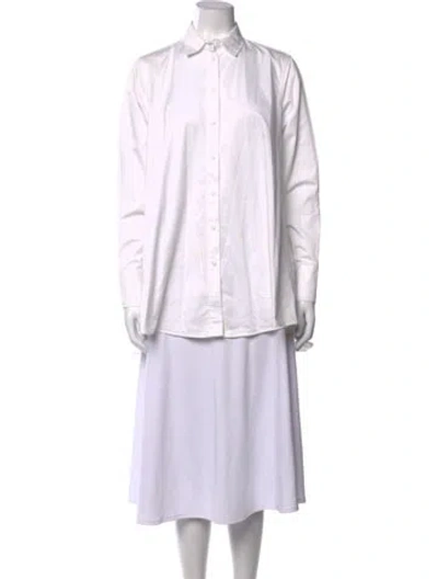 Pre-owned Co Long Sleeve Button-up Top In White