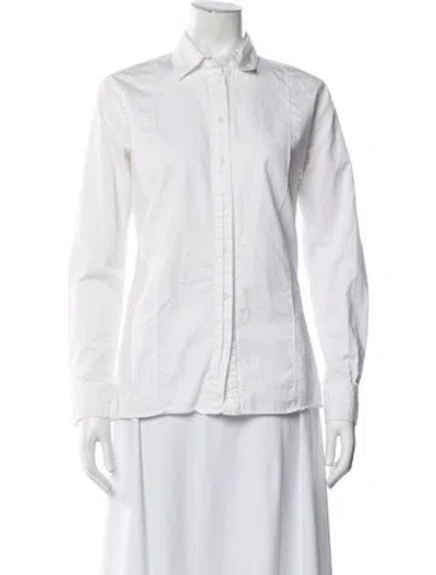 Pre-owned Co Long Sleeve Button-up Top In White