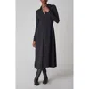 Co Long-sleeve Midi Shirtdress In Black