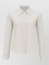 Co Tailored Classic Llar Striped Silk Blouse In Neutral