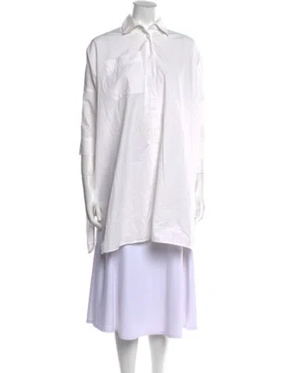 Pre-owned Co Long Sleeve Tunic In White