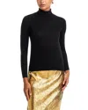 Co Long Sleeved Cashmere Turtleneck Top In Black