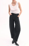 Co High-rise Denim Crop Balloon Pants In White