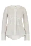 Co Poplin Shirt With Long Sleeves And Peplum Hem In White