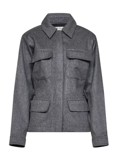 Co Melange Grey Wool And Cashmere Workwear Shirt Jacket