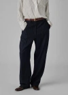 Co Pinstripe Straight Leg Wool Pants In Navy