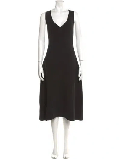 Pre-owned Co Merino Wool Midi Length Dress In Black