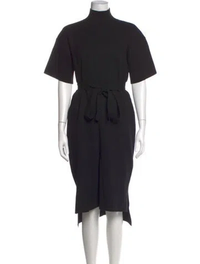 Pre-owned Co Merino Wool Midi Length Dress In Black
