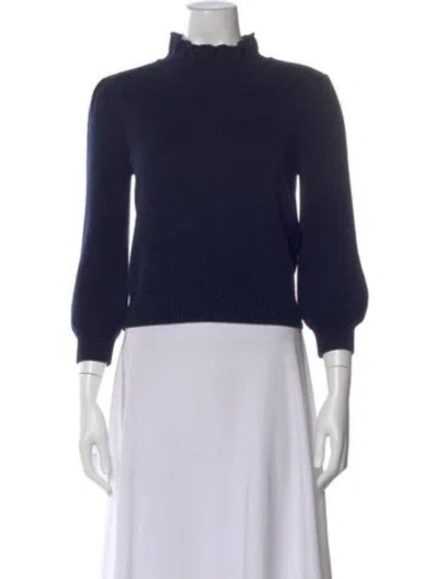 Pre-owned Co Merino Wool Mock Neck Sweater In Blue