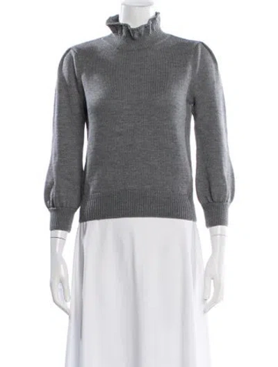 Pre-owned Co Merino Wool Mock Neck Sweater In Gray