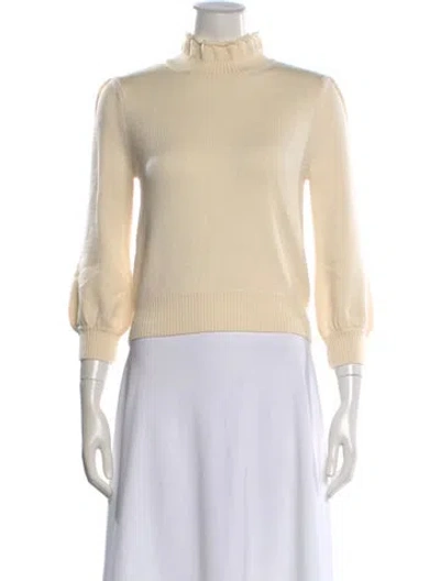 Pre-owned Co Merino Wool Mock Neck Sweater In Neutral