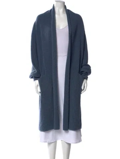 Pre-owned Co Merino Wool Open Front Sweater In Blue