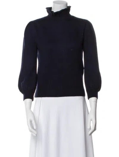 Pre-owned Co Merino Wool Turtleneck Sweater In Blue