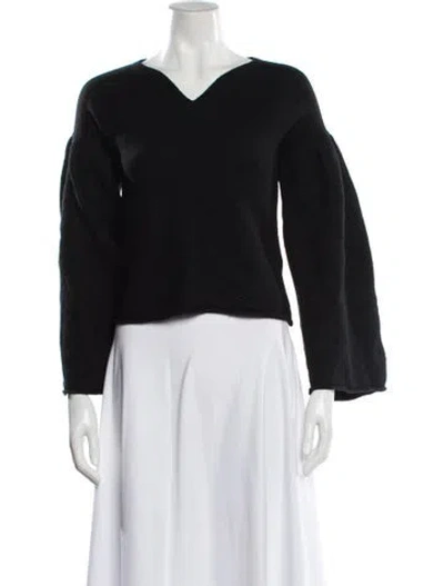 Pre-owned Co Merino Wool V-neck Sweater In Black