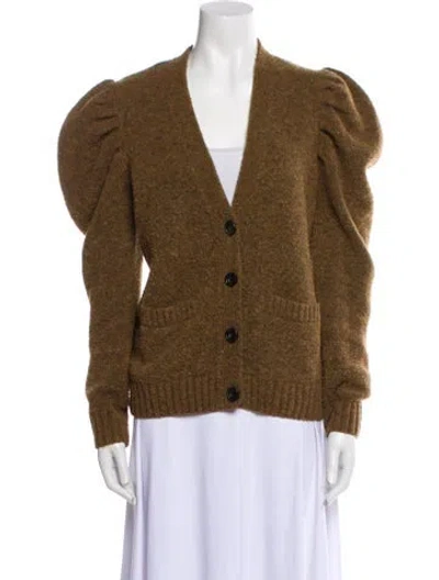 Pre-owned Co Merino Wool V-neck Sweater In Brown