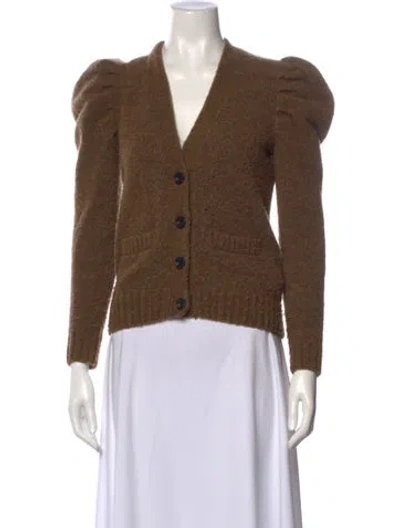 Pre-owned Co Merino Wool V-neck Sweater In Brown