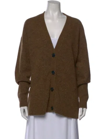 Pre-owned Co Merino Wool V-neck Sweater In Brown