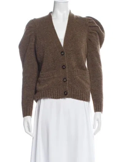 Pre-owned Co Merino Wool V-neck Sweater In Brown