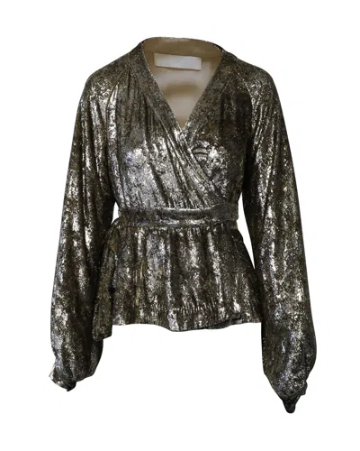 Co Metallic Velvet Wrap Blouse In Gold Polyester