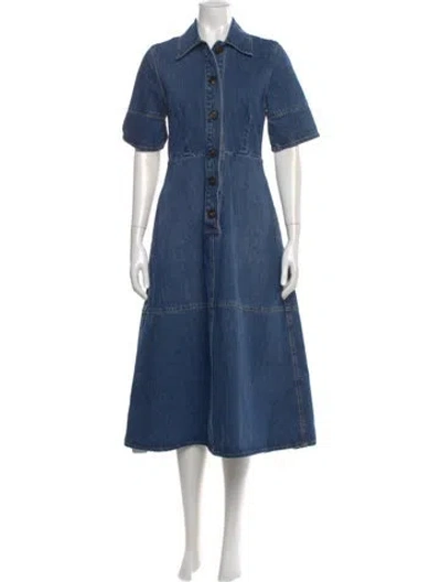 Pre-owned Co Midi Length Dress In Blue