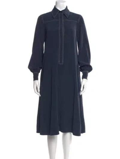 Pre-owned Co Midi Length Dress In Blue