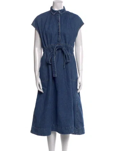 Pre-owned Co Midi Length Dress In Blue