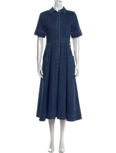 Pre-owned Co Midi Length Dress In Blue