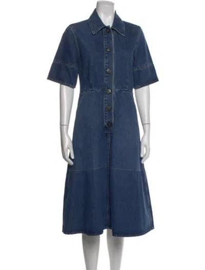 Pre-owned Co Midi Length Dress In Blue