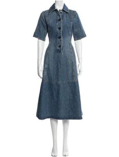 Pre-owned Co Midi Length Dress In Blue