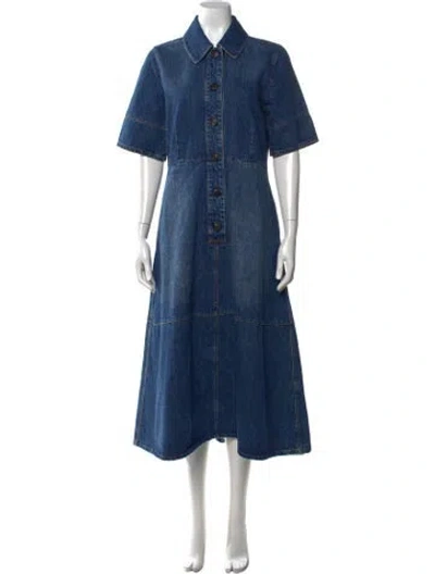 Pre-owned Co Midi Length Dress In Blue