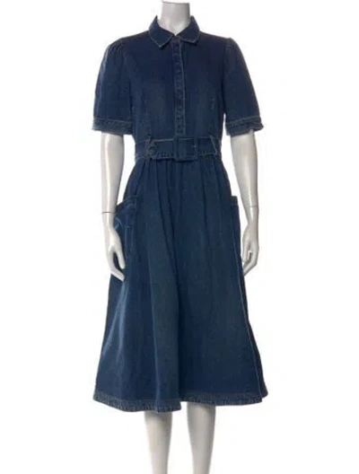 Pre-owned Co Midi Length Dress In Blue