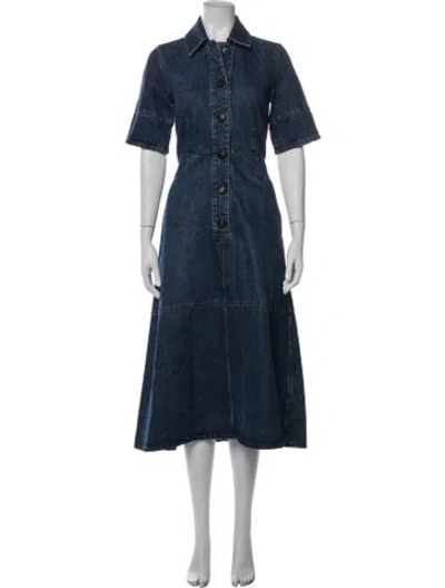 Pre-owned Co Midi Length Dress In Blue