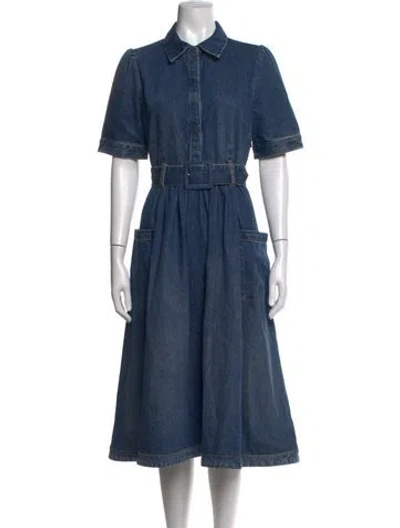 Pre-owned Co Midi Length Dress In Blue