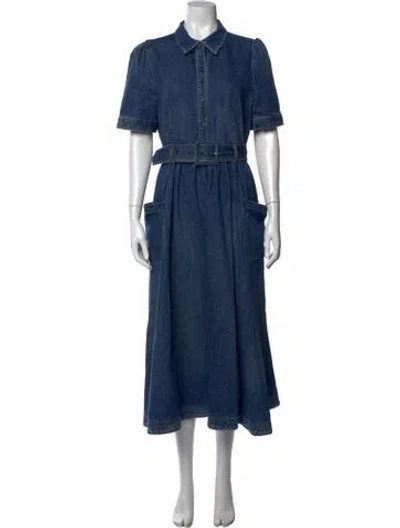 Pre-owned Co Midi Length Dress In Blue