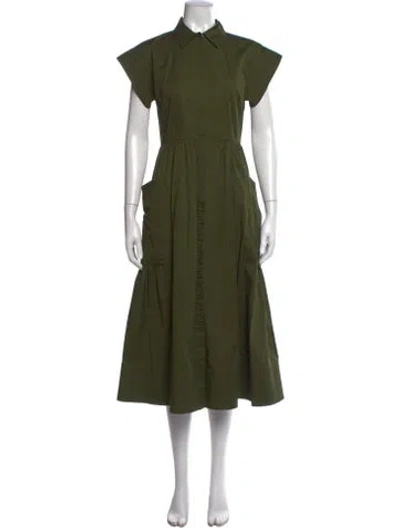 Pre-owned Co Midi Length Dress In Green