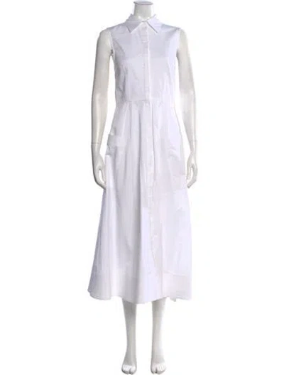 Pre-owned Co Midi Length Dress In White