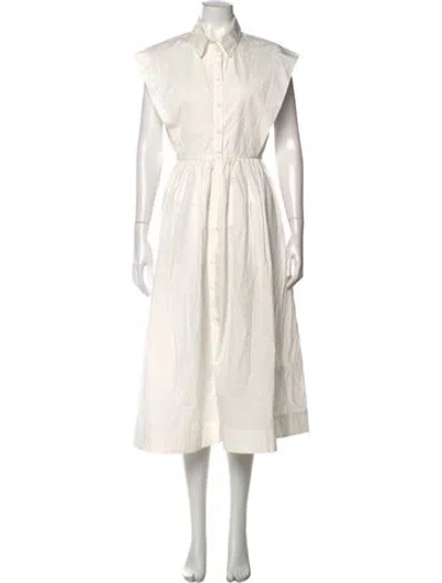 Pre-owned Co Midi Length Dress In White