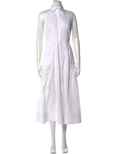 Pre-owned Co Midi Length Dress In White