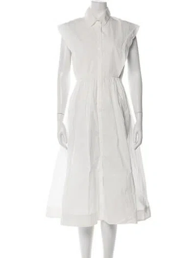 Pre-owned Co Midi Length Dress In White