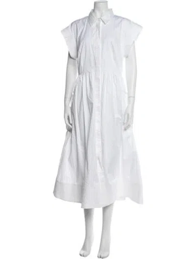 Pre-owned Co Midi Length Dress In White